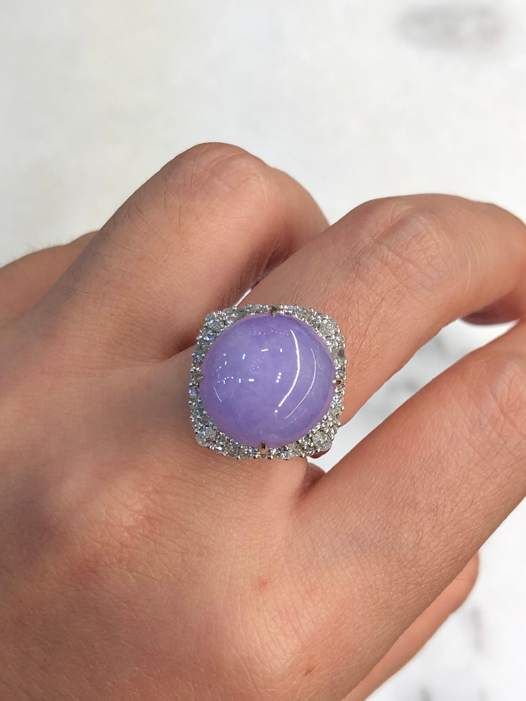 Lavender Jade Cabochon Ring