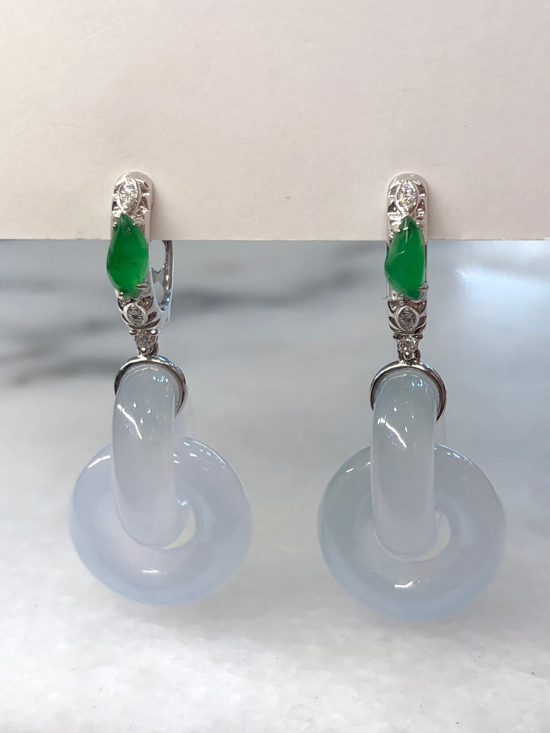 Icy Jade Double Loops Earrings