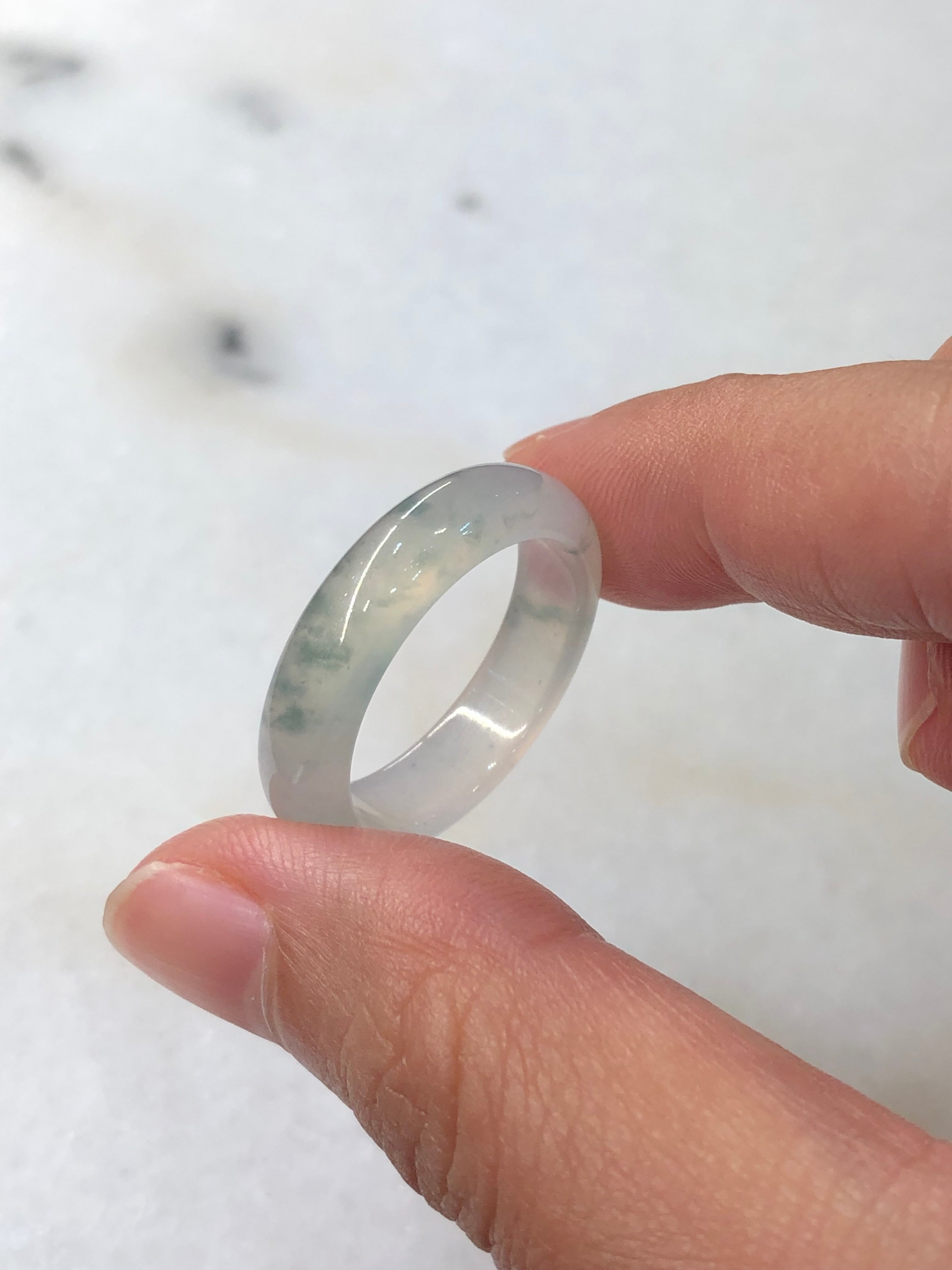 Natural Type A Icy Piao Hua Jadeite Hololith Ring | ClassicJade