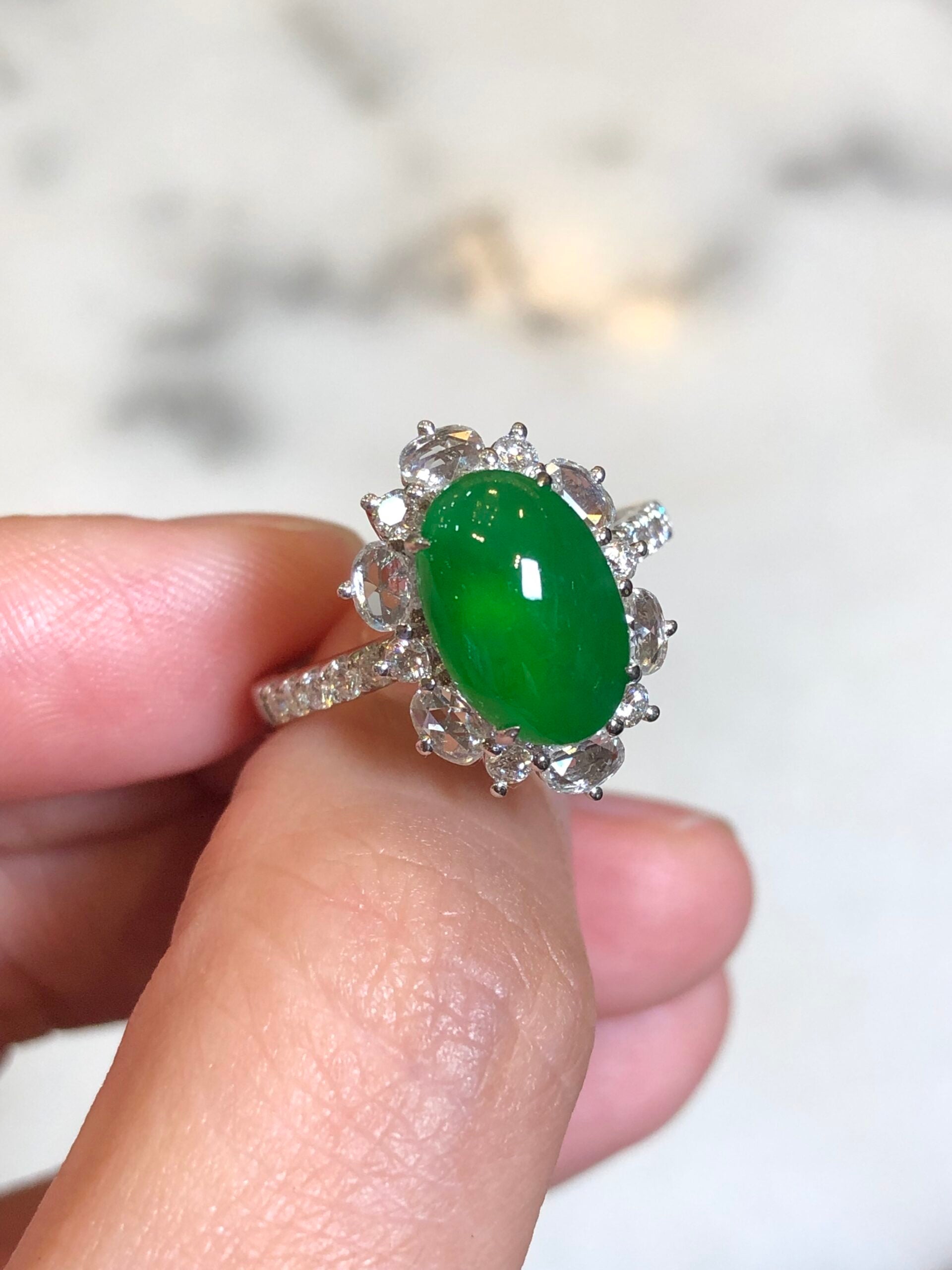 Green Jade Cabochon Ring