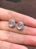 Icy Jade Cabochons Earrings (Glassy Variety)