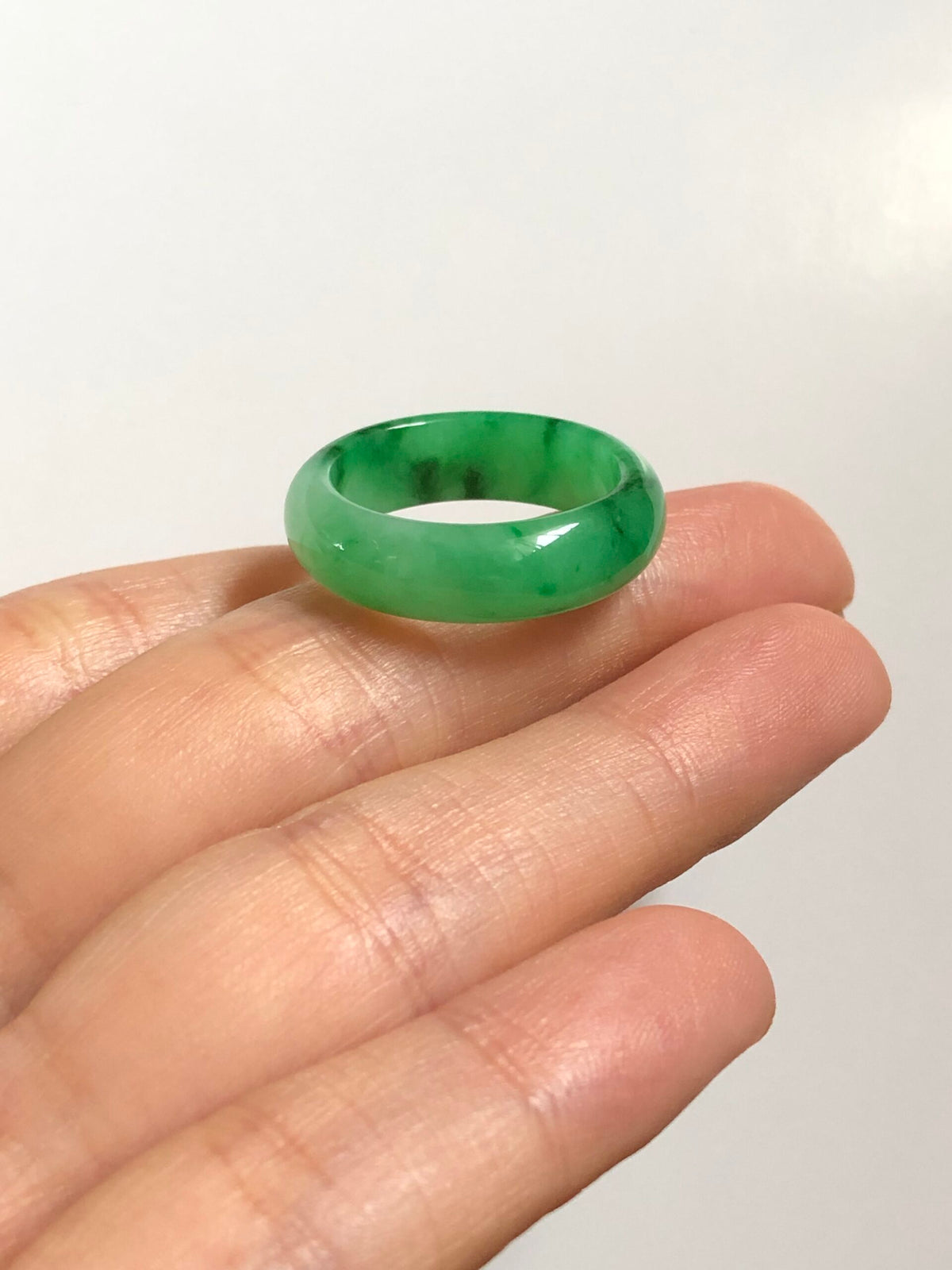 Green Jade Hololith Ring