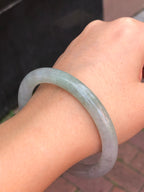 Icy White with Green Jade Bangle