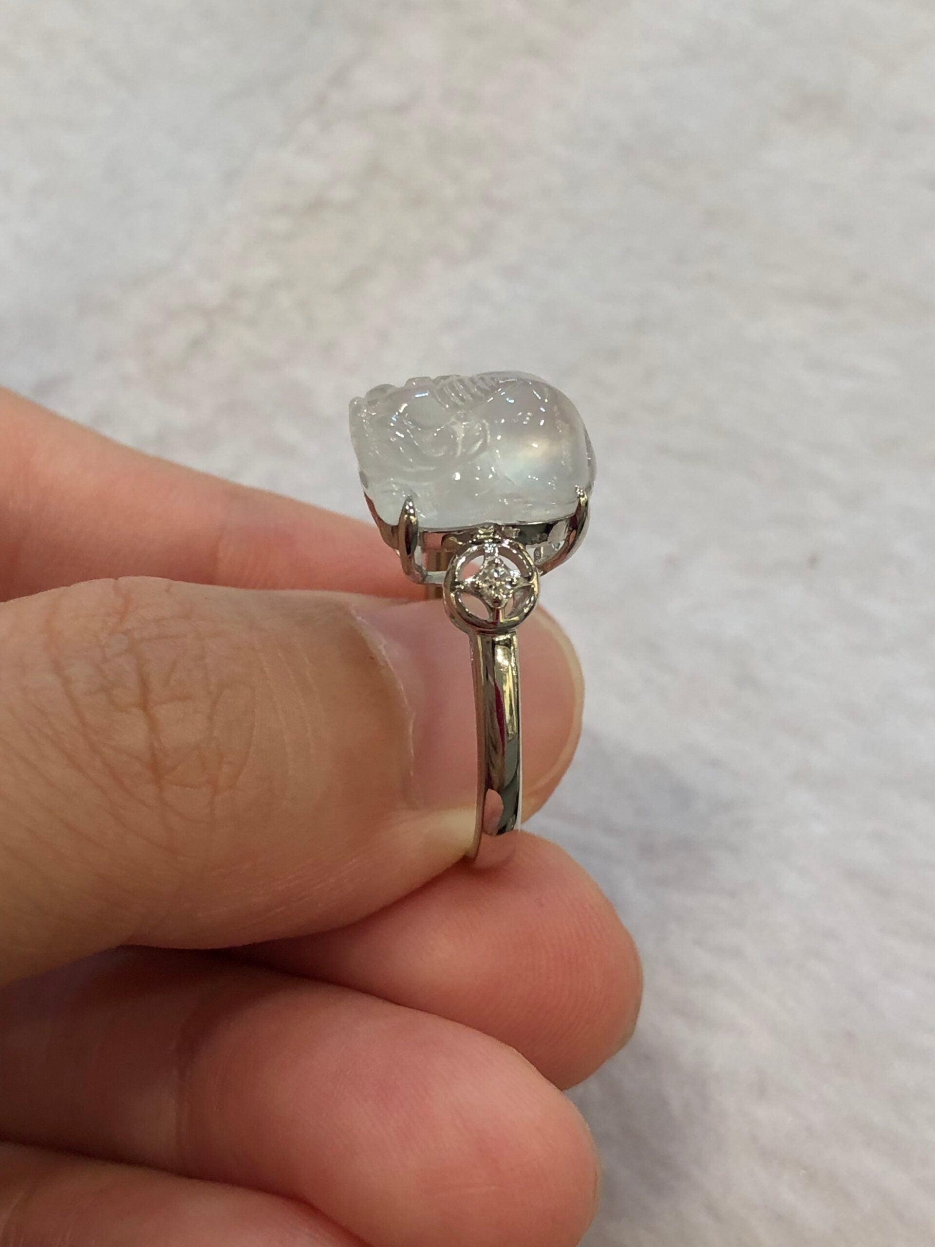 Icy Jade Pixiu Ring