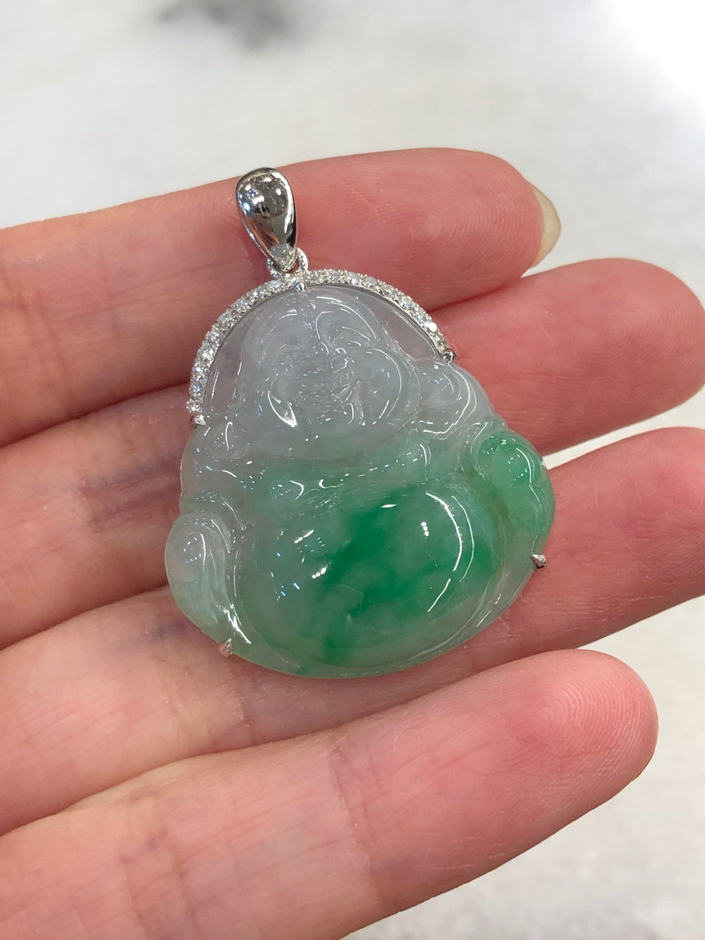 Green Jade Buddha Pendant