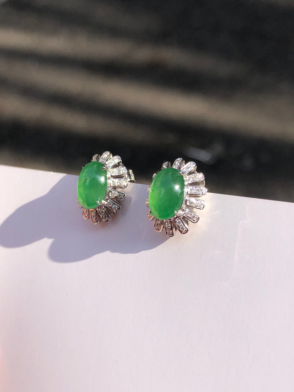 Green Jade Cabochons Earrings