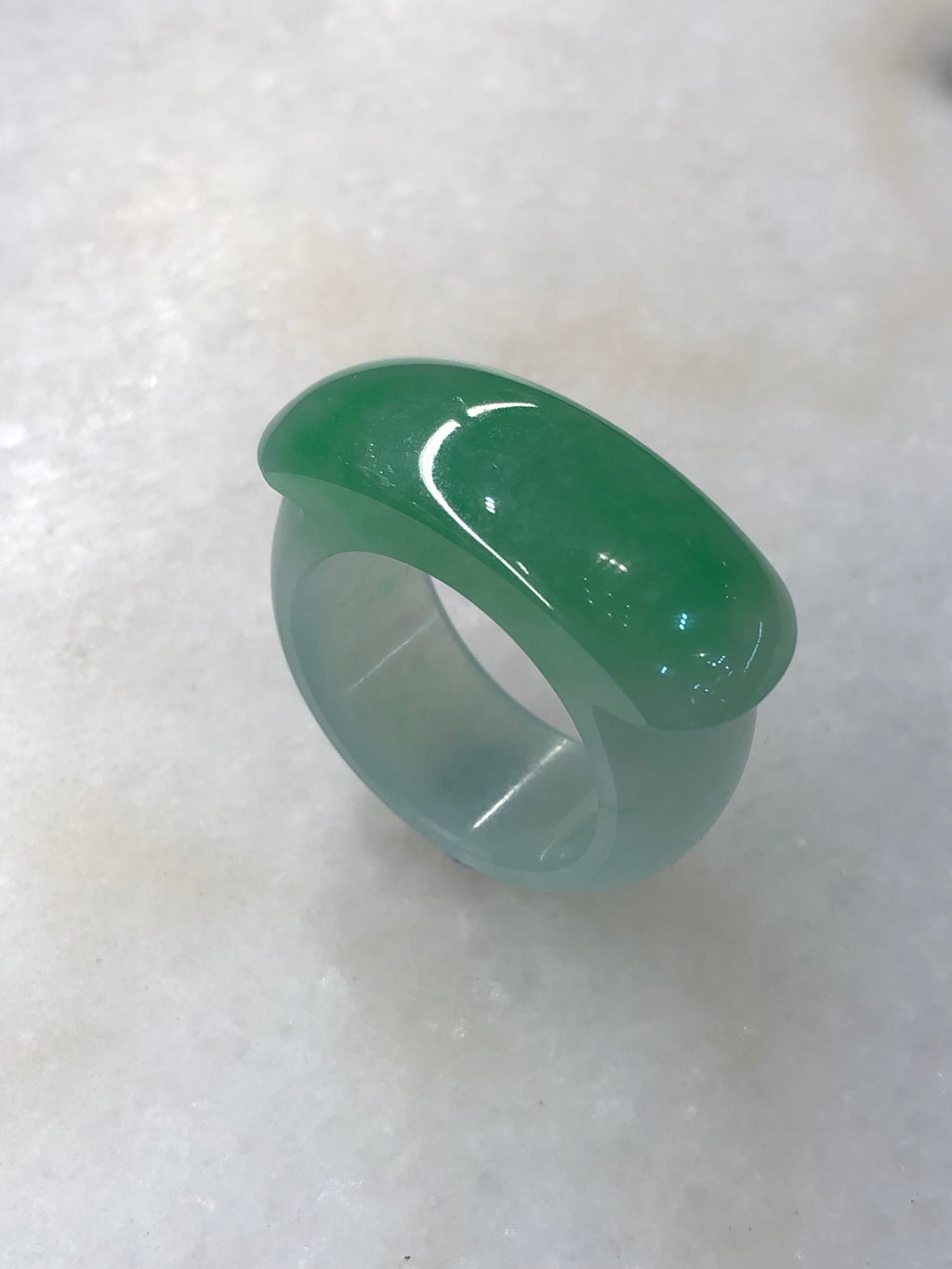 Natural Type A Green Jadeite Saddle Hololith Ring | ClassicJade Singapore Jewellery