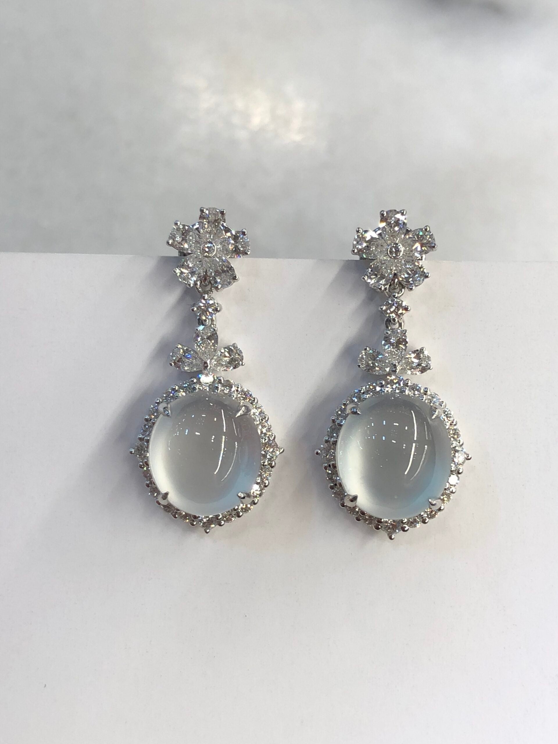 Icy Jade Cabochon Earrings (Glassy Variety)