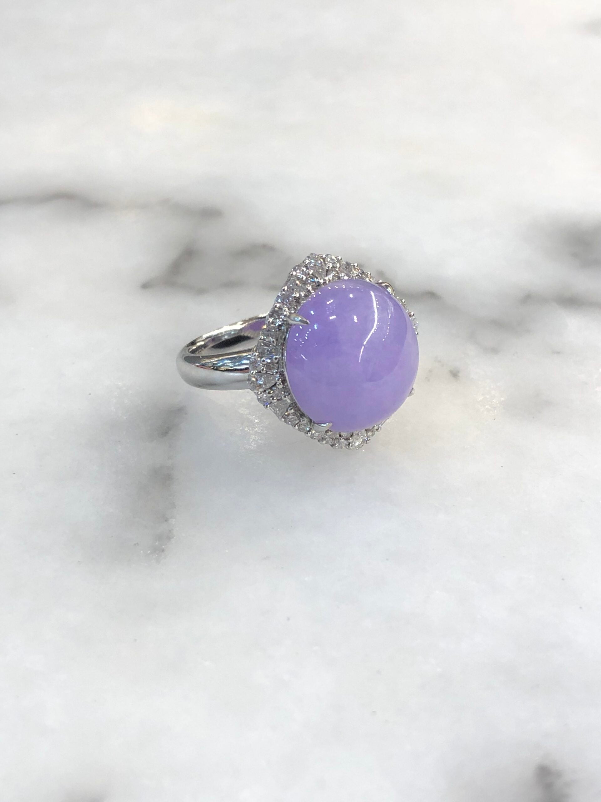Lavender Jade Cabochon Ring