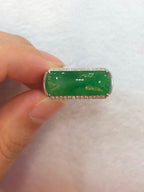 Green Jade Saddle Ring