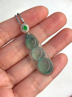 Icy Green Jade Pea Pods Pendant