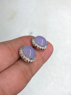 Natural Type A Icy Lavender Cabochon Jadeite Earring