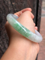 Icy Green With Lavender Jade Bangle