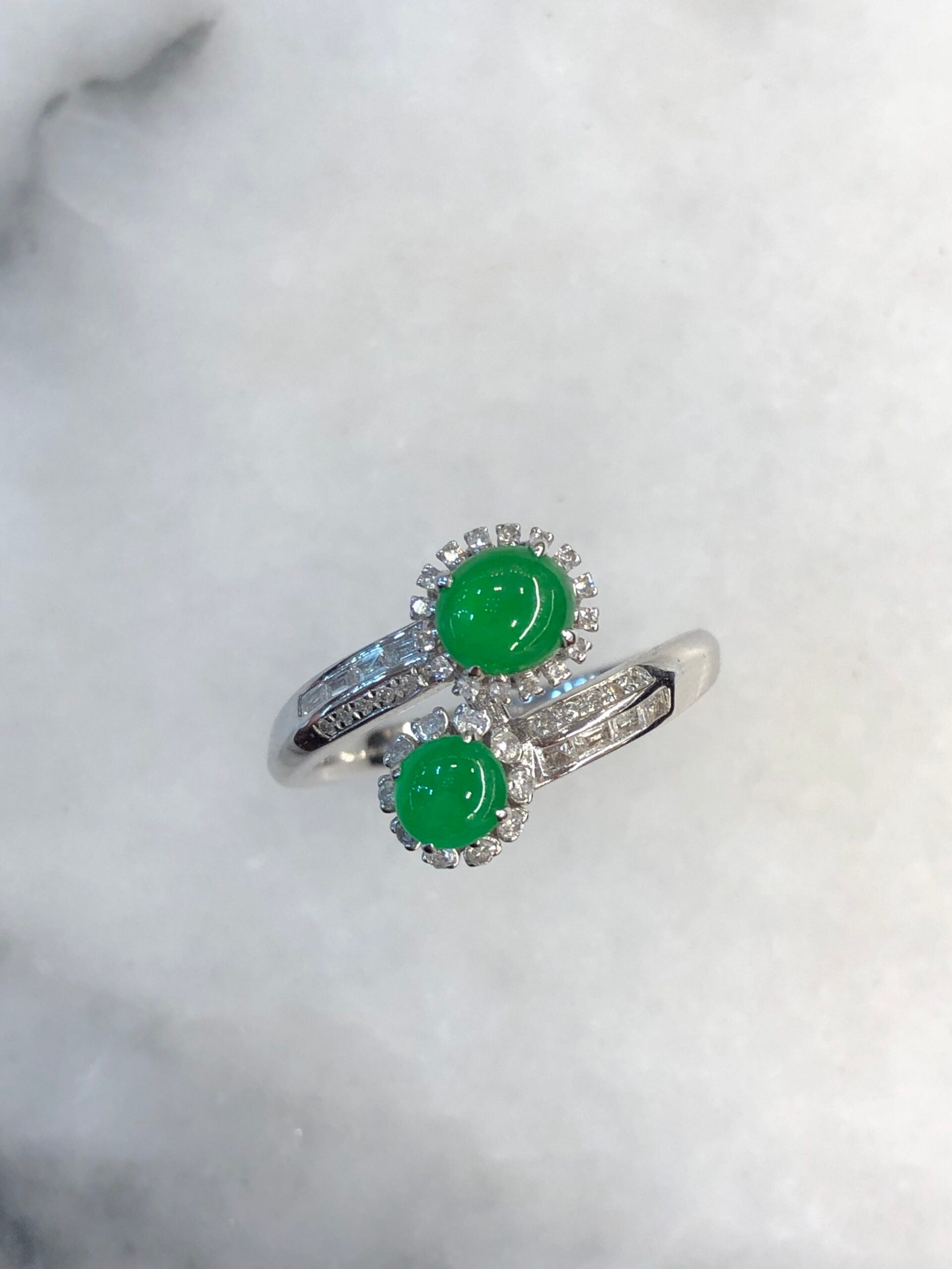Green Jade Cabochons Ring