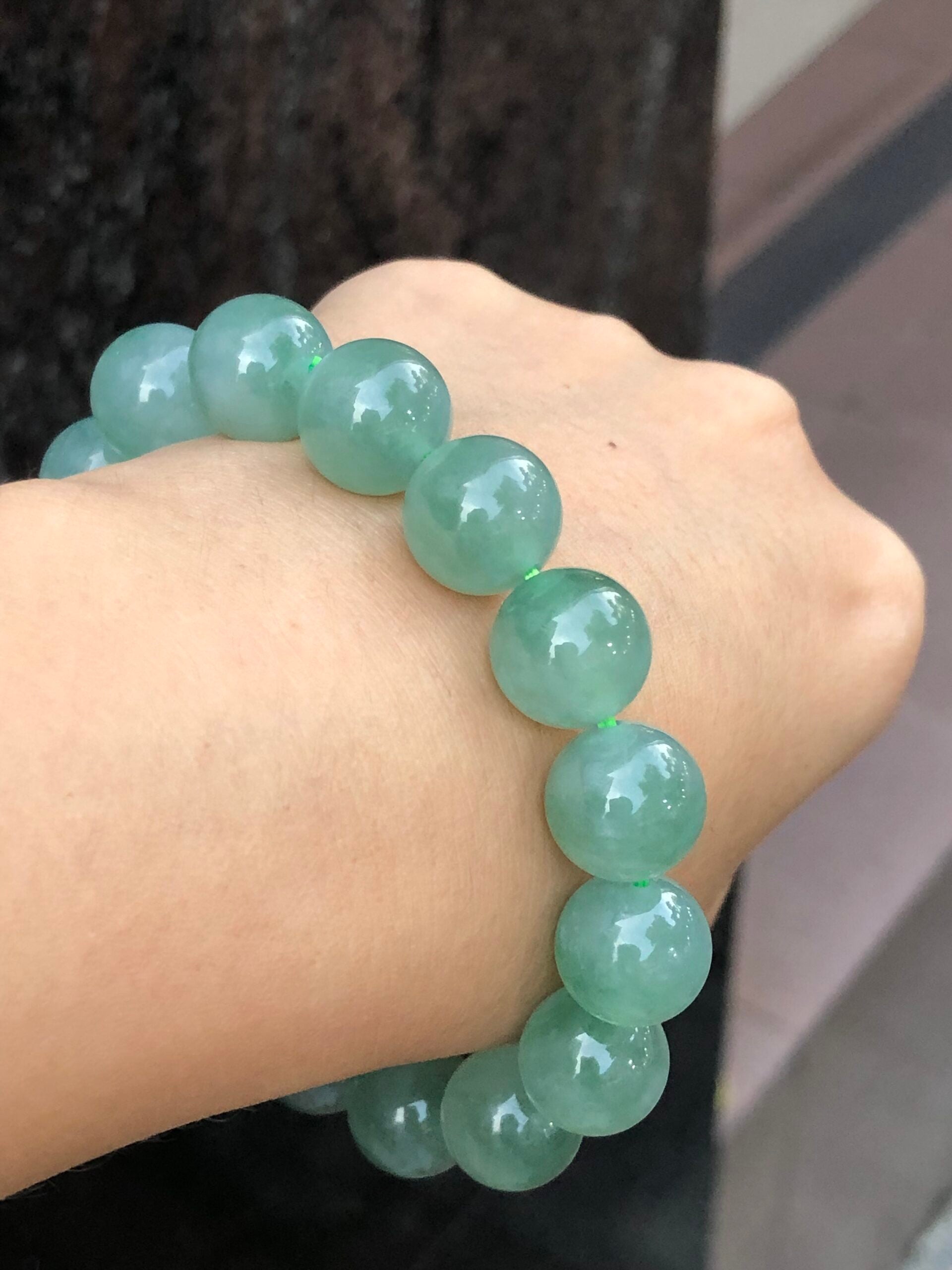 Icy Green Floral Jade Bracelet