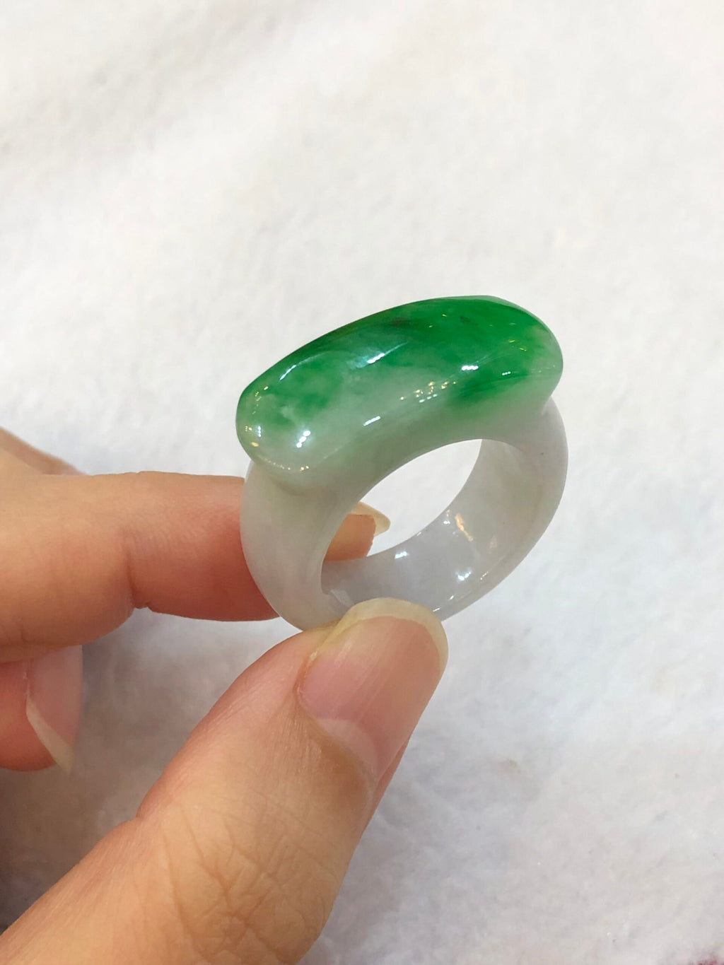 Green Jade Saddle Ring