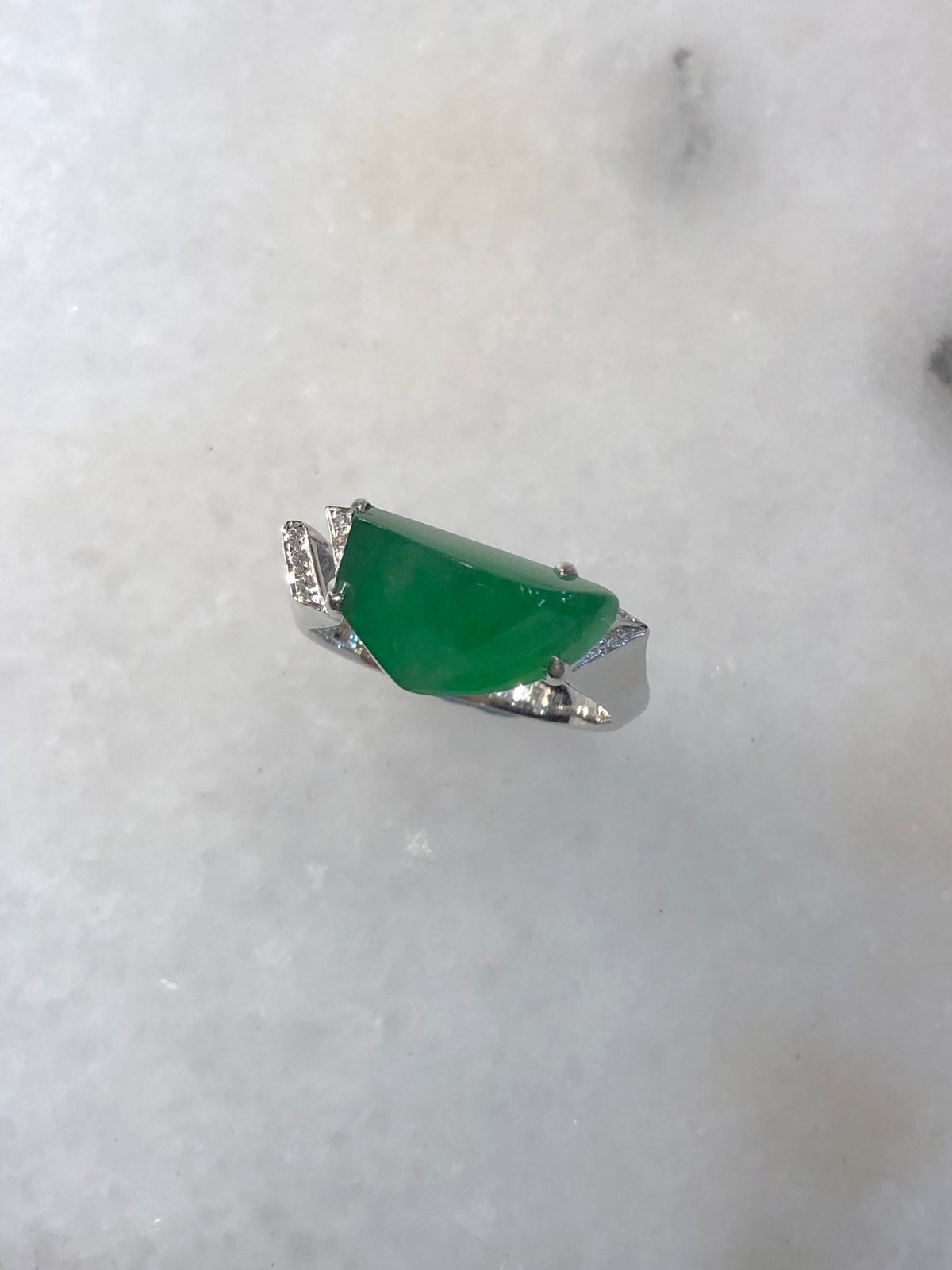 Natural Type A Green Faceted Jadeite Ring | ClassicJade Singapore