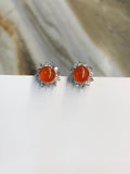 Icy Orange Jade Cabochons Earrings
