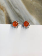 Icy Orange Jade Cabochons Earrings
