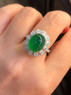 Green Jade Cabochon Ring/ Pendant