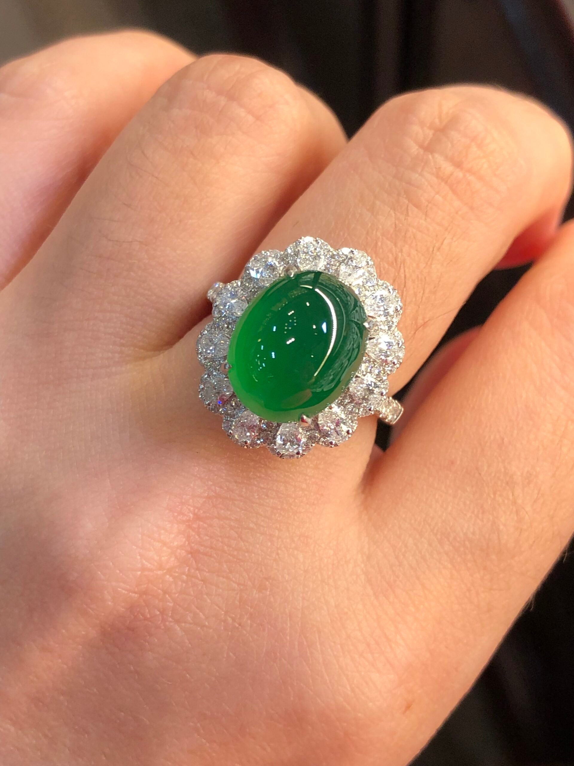 Green Jade Cabochon Ring/ Pendant