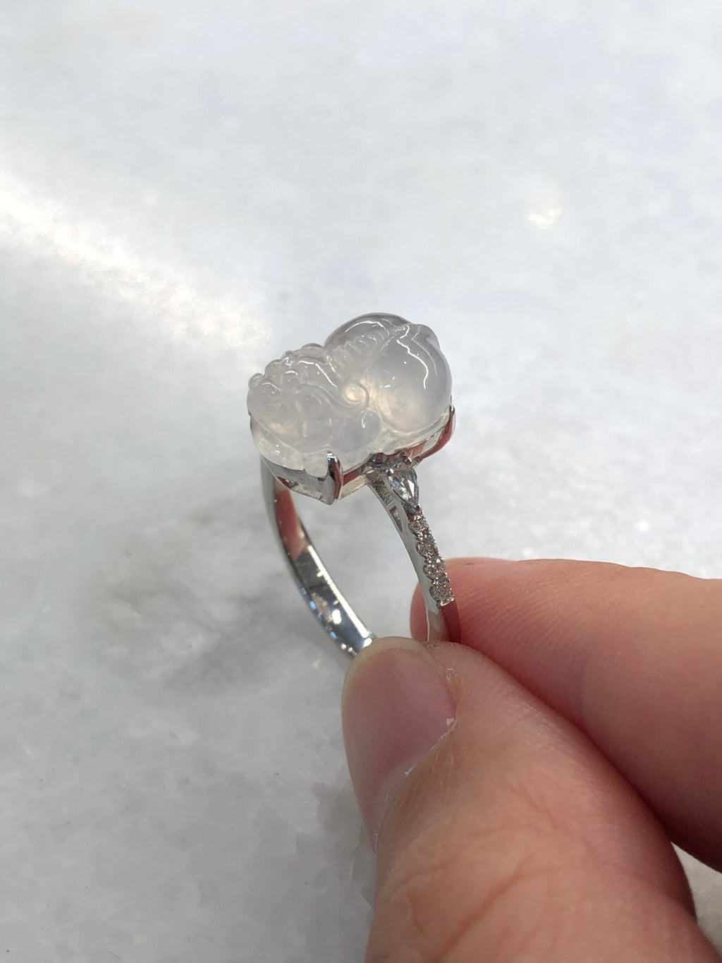 Icy Jade Pixiu Ring