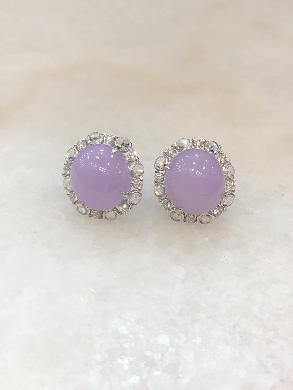Lavender Jade Cabochons Earrings