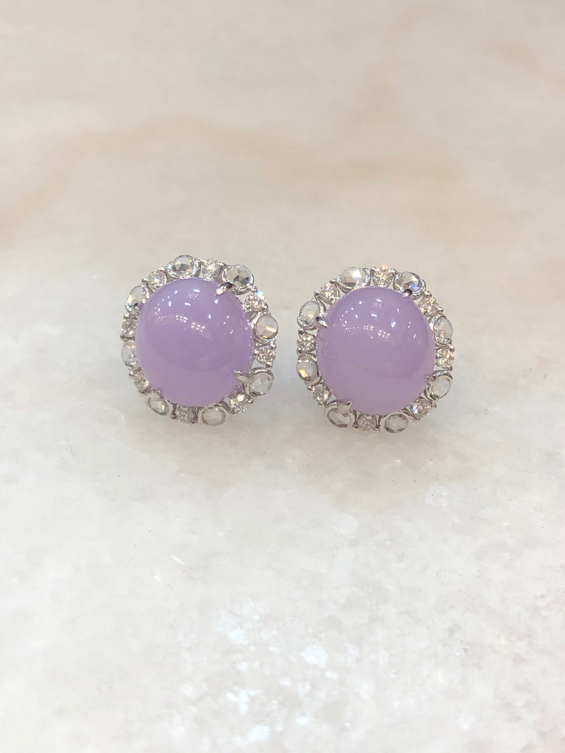 Lavender Jade Cabochons Earrings