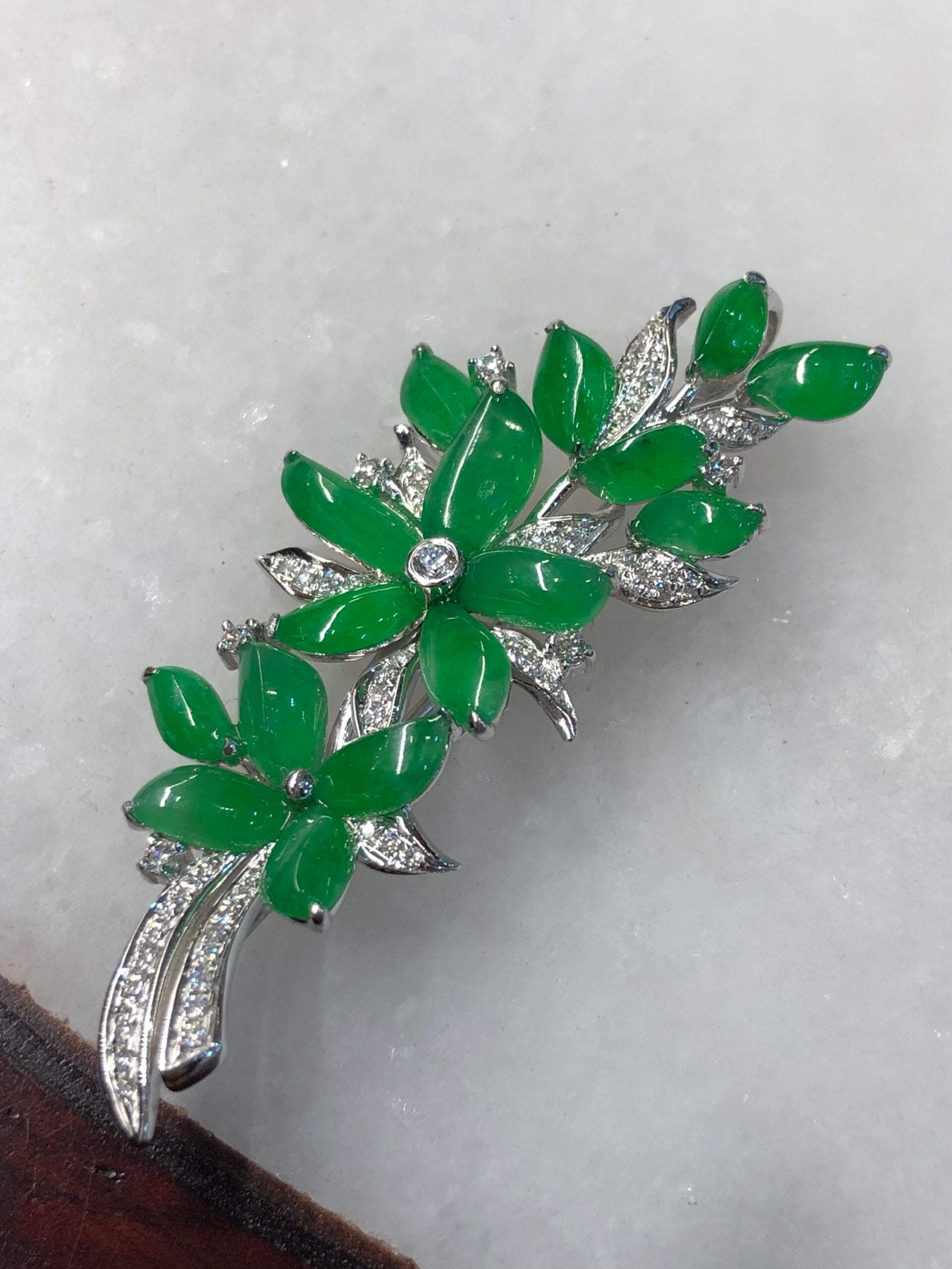Icy Green Jade Flower Brooch/ Pendant