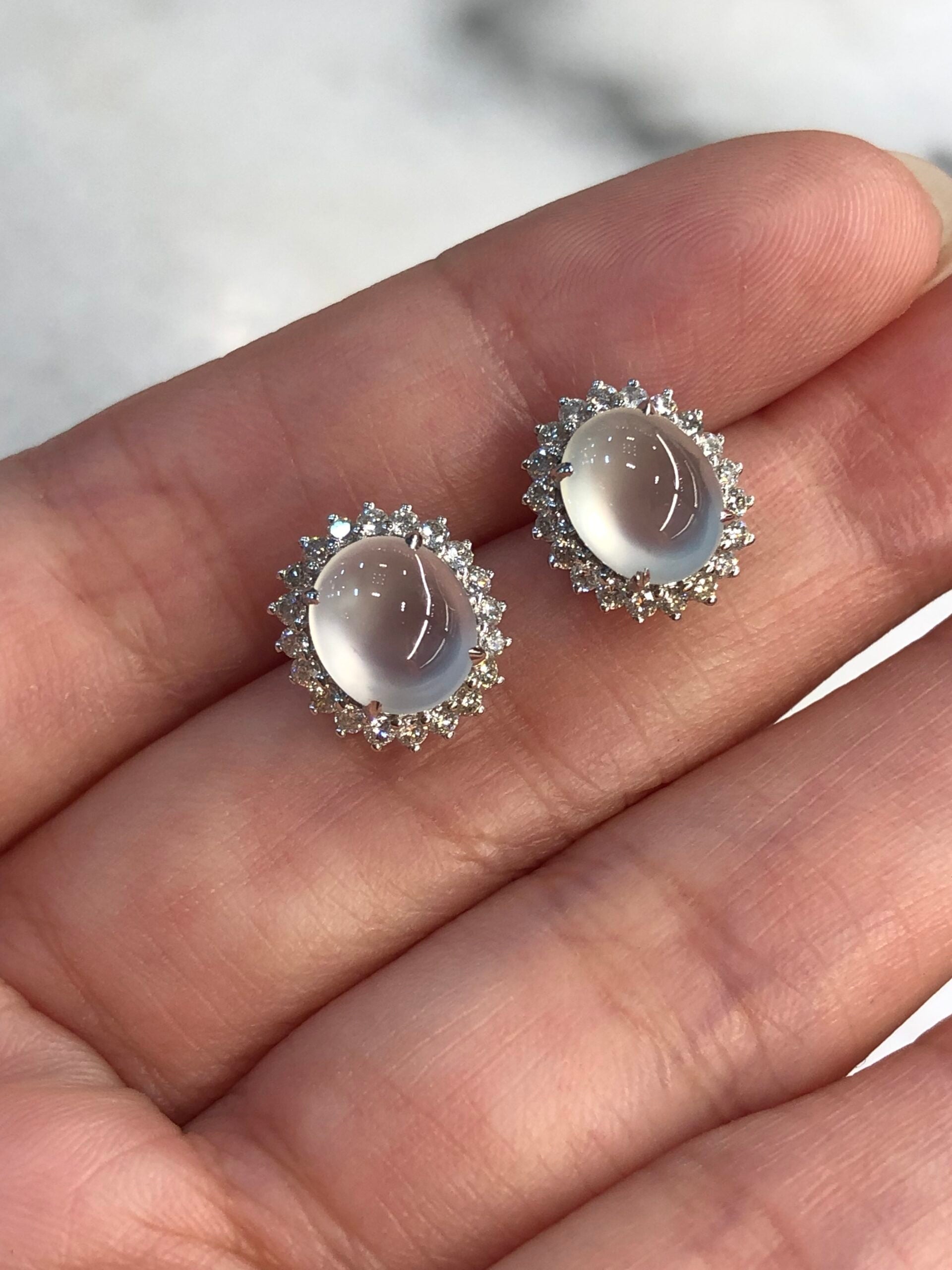 Icy Jade Cabochons Earrings (Glassy Variety)