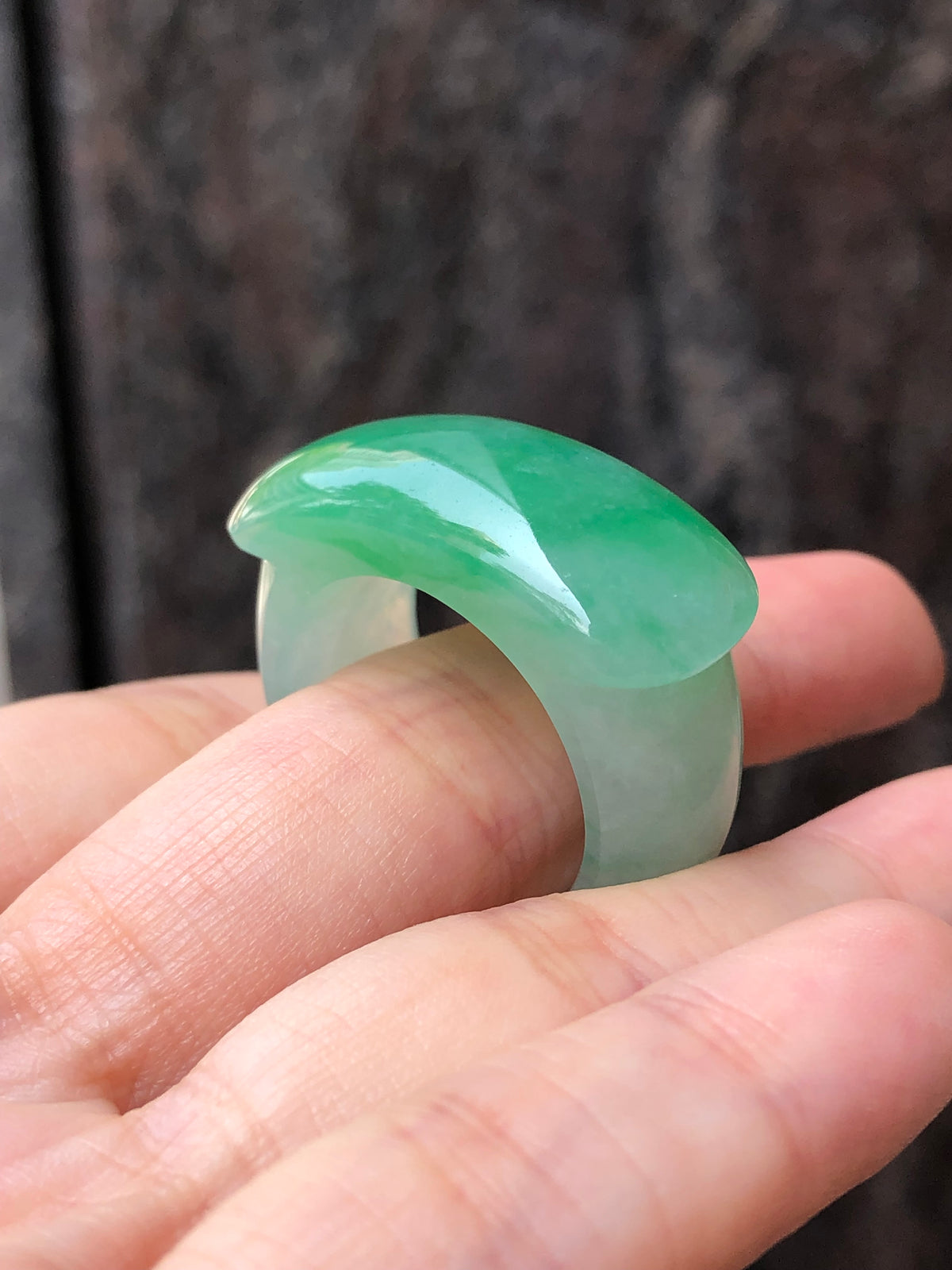Natural Type A Green Jadeite Saddle Hololith Ring | ClassicJade Singapore Jewellery