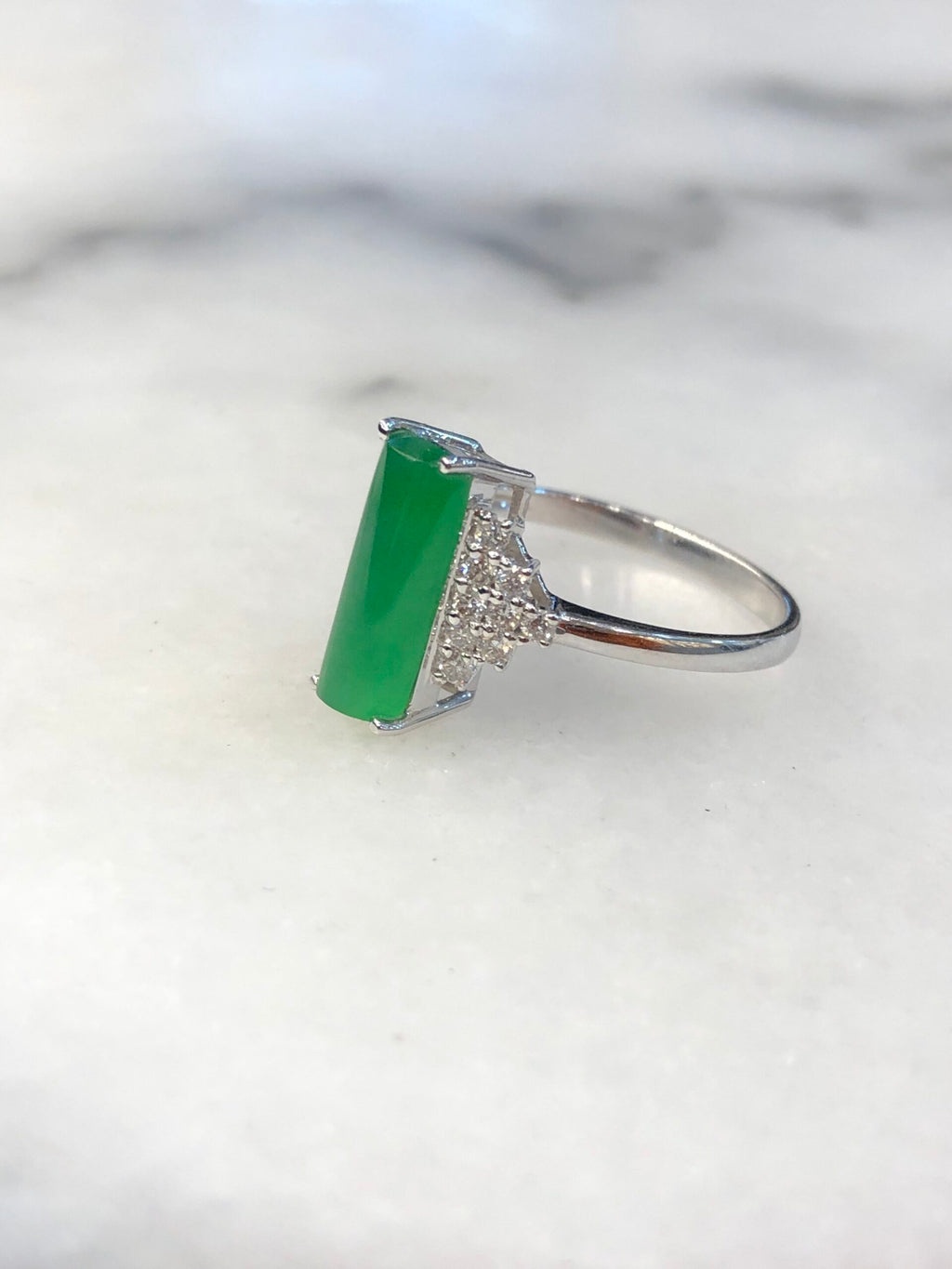 Green Jade Cylindrical Shaped Ring