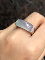 Icy Lavender with Green Jade Saddle Ring