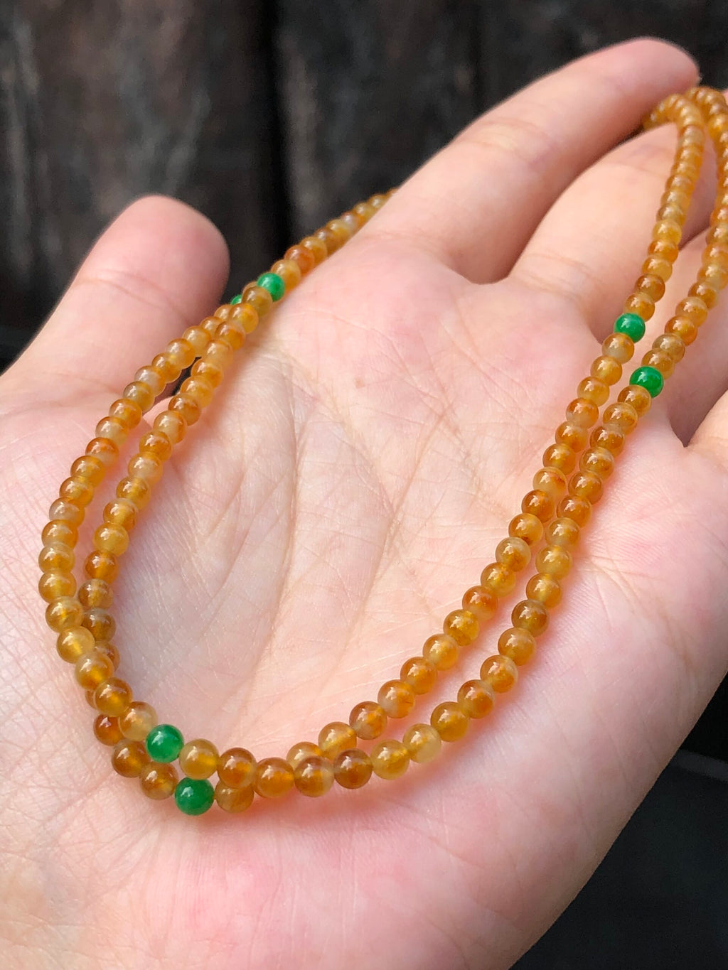 Icy Orange Jade Beads Necklace
