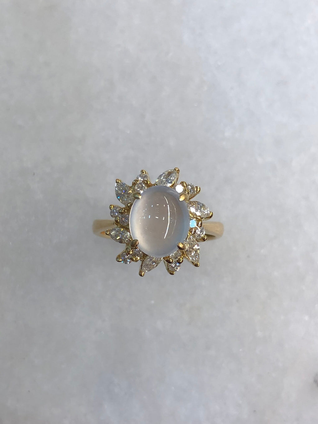 Icy Jade Cabochon Ring (Glassy Variety)