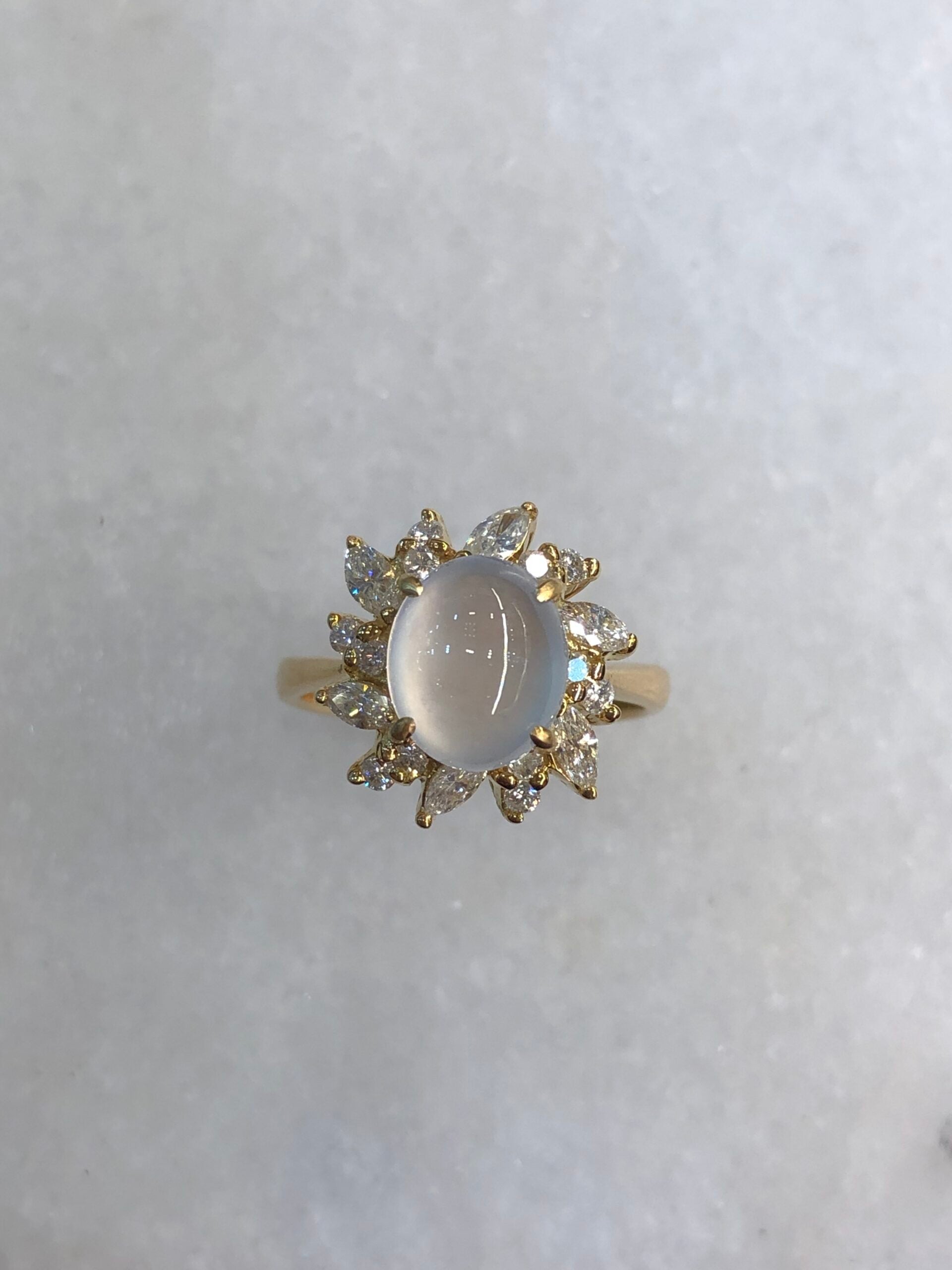 Icy Jade Cabochon Ring (Glassy Variety)