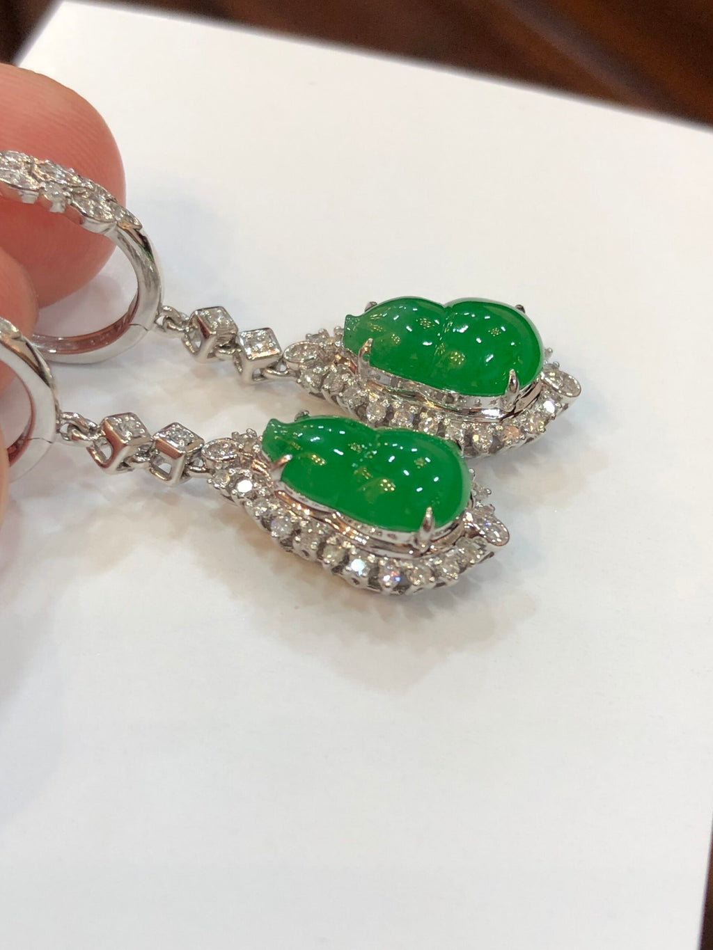 Icy Green Jade Gourd Earrings