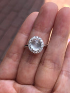 Icy Jade Cabochon Ring (Glassy Variety)
