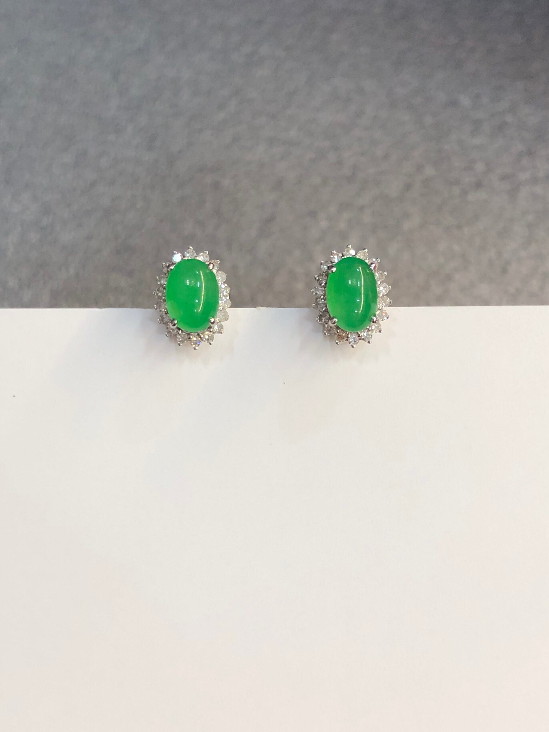 Icy Green Jade Cabochons Earrings