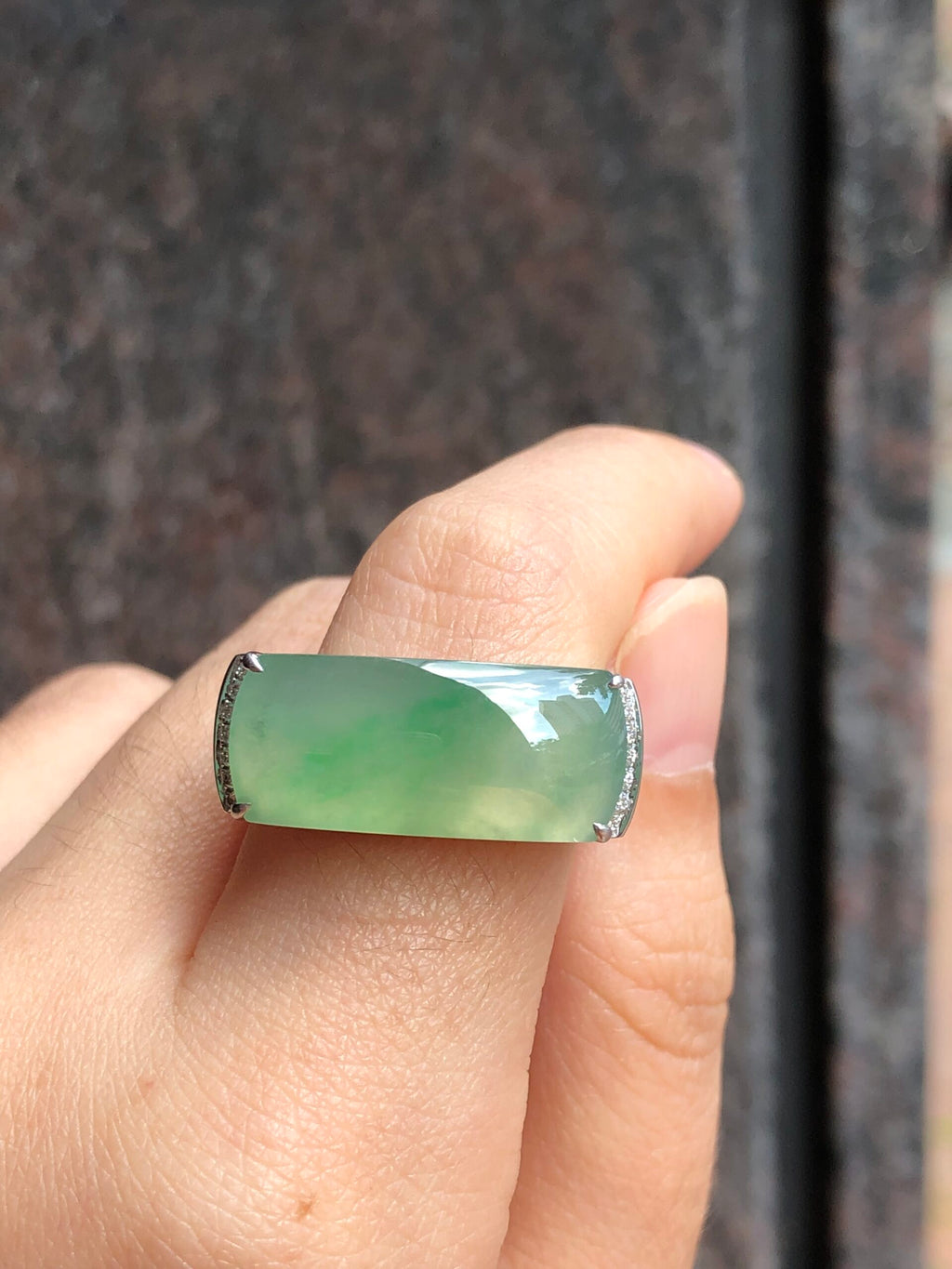 Icy Green Jade Saddle Ring