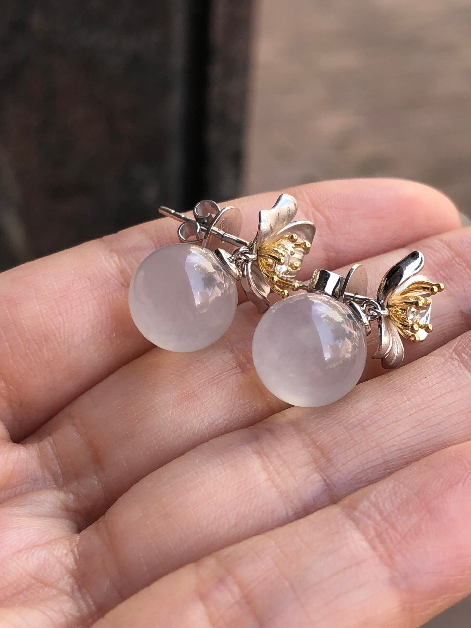 Icy Jade Balls Earrings