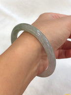 Icy White with Green Jade Bangle