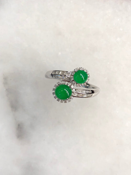 Green Jade Cabochons Ring