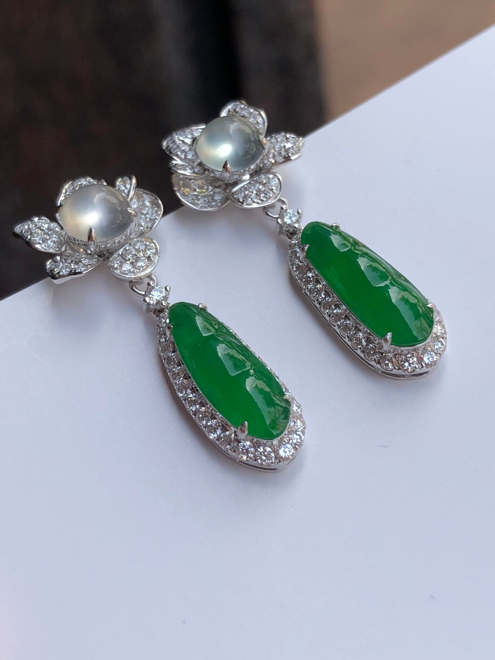 Green Jade Pea Pod Earrings