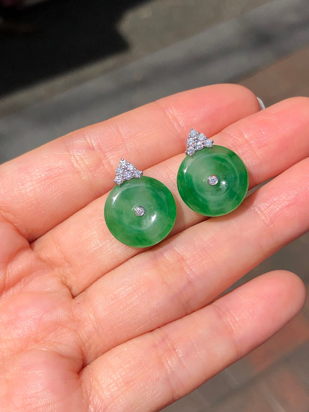 Icy Green Safety Coin Earrings