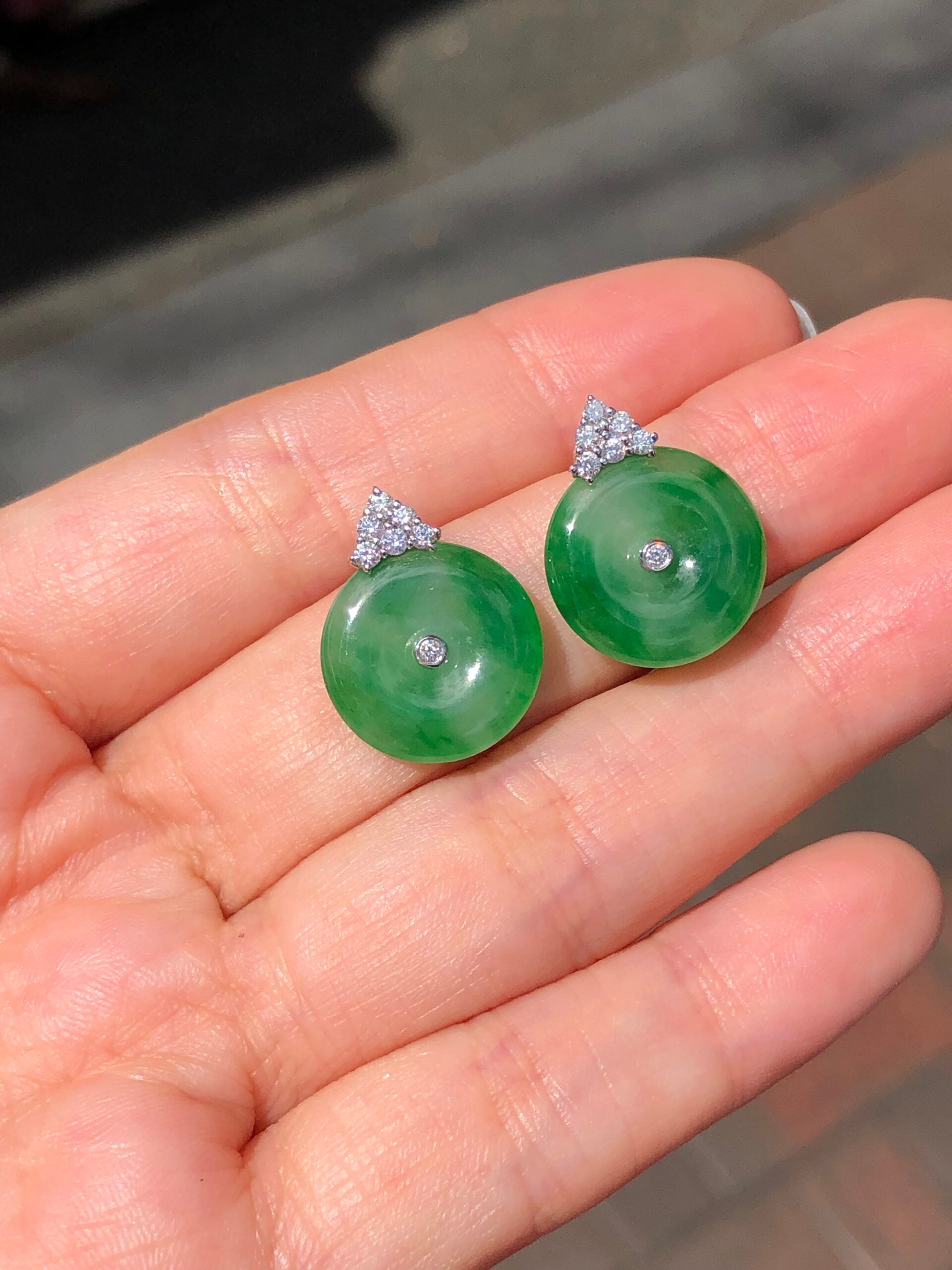 Icy Green Safety Coin Earrings