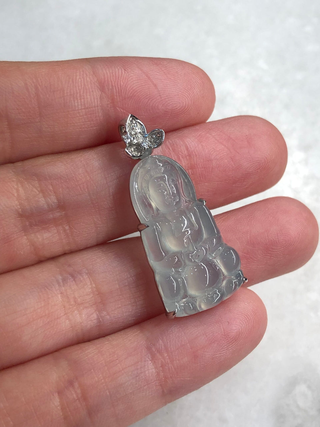Icy Jade Guan Yin Pendant