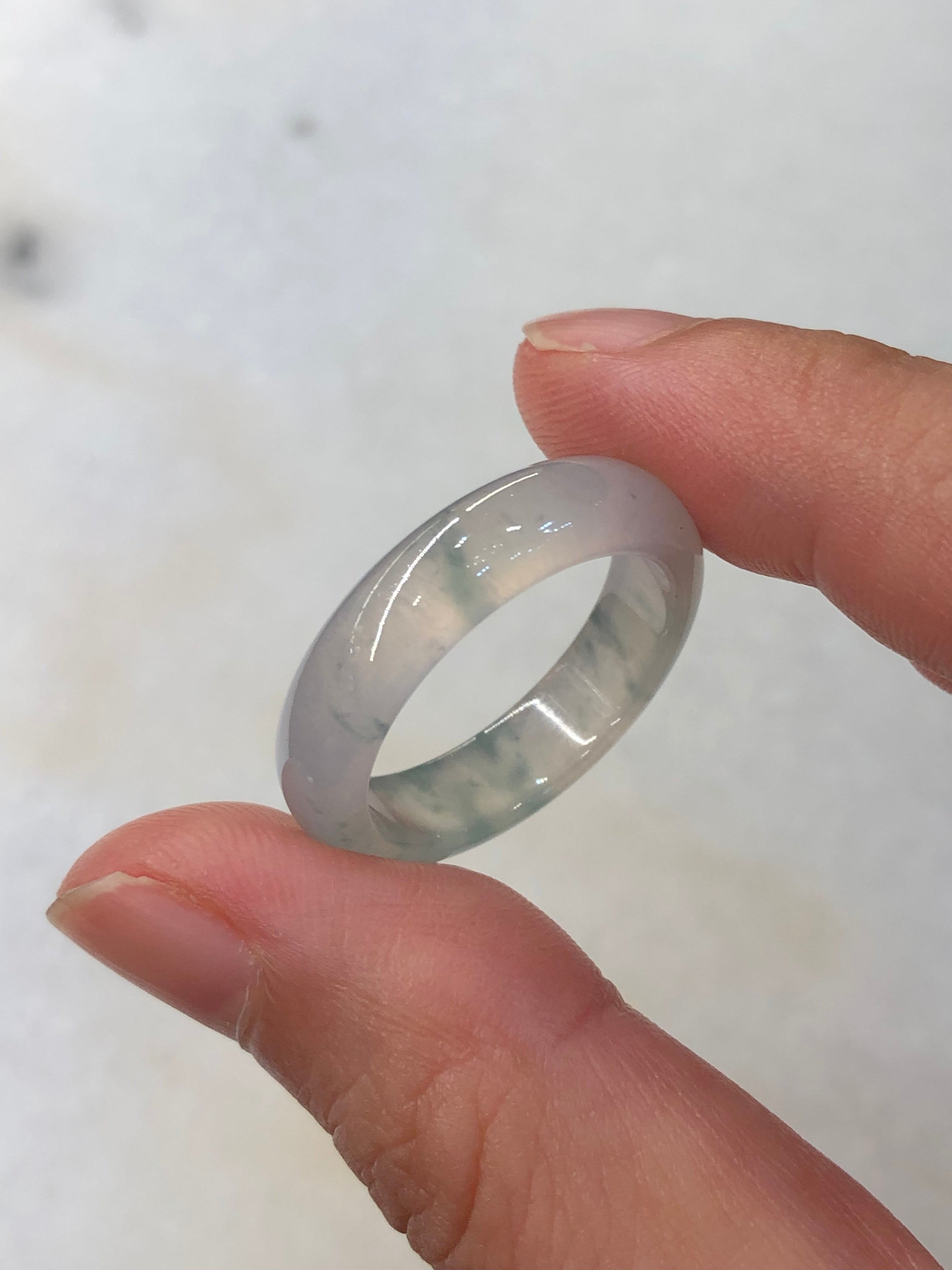 Natural Type A Icy Piao Hua Jadeite Hololith Ring | ClassicJade