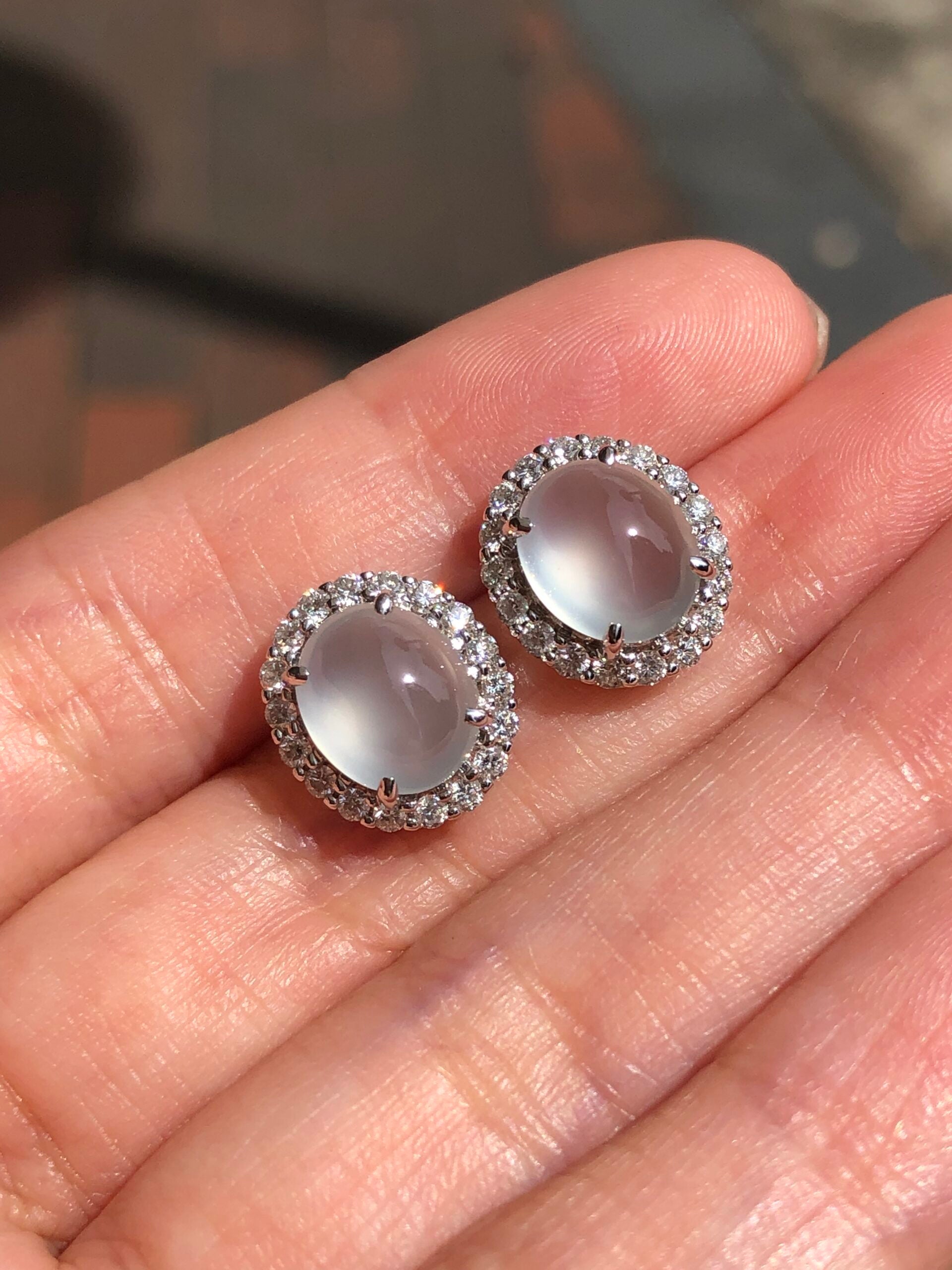 Icy Jade Cabochons Earrings (Glassy Variety)