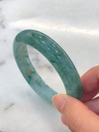 Icy Bluish Green Floral Jade Bangle